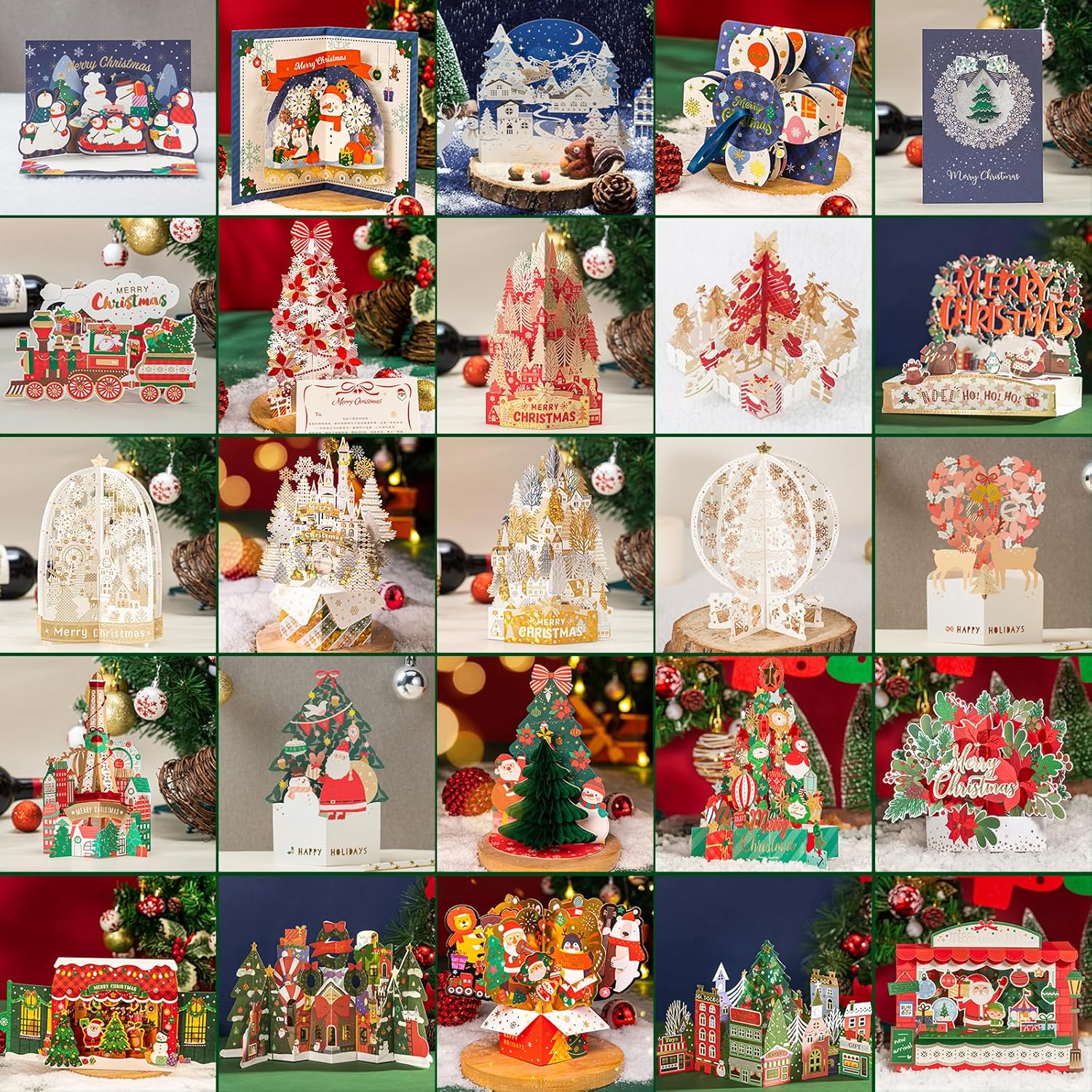 25Pcs 3D Christmas Cards for Holiday Cheer and Joy