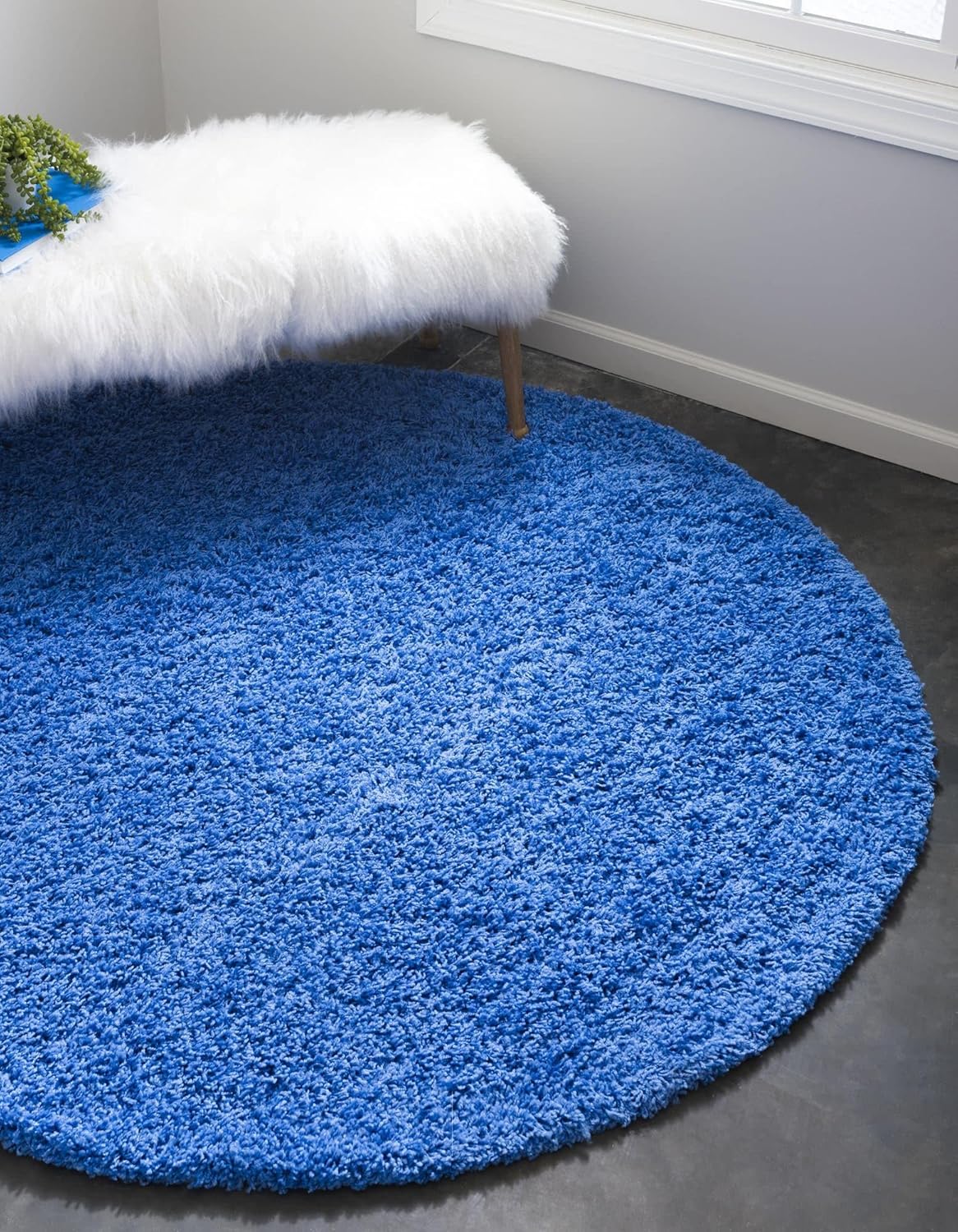 Unique Loom Solid Shag Area Rug in Periwinkle Blue for Comfort