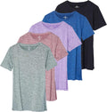 Women's Short Sleeve Active Workout T-Shirt 5 Pack - Dry Fit Split