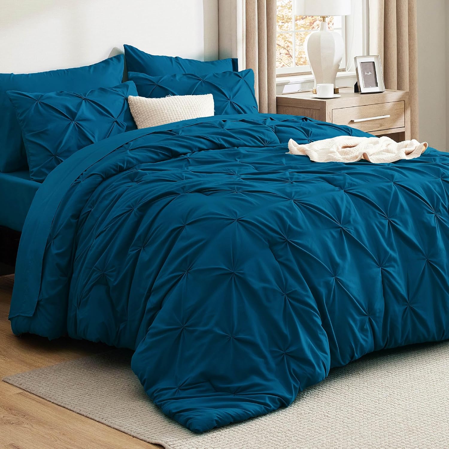 Bedsure King Size Comforter Set Teal - 7 Piece Bedding Set