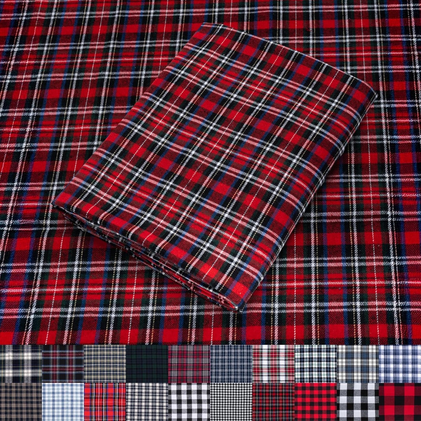 Pico Textiles 10 Yards Bolt Red and Black Tartan Plaid Fabric