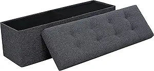 Ornavo Home 45 Inch Foldable Storage Ottoman Bench for Comfort
