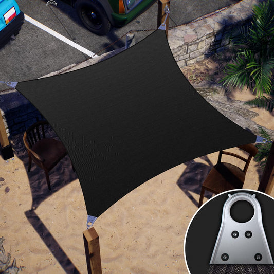 ColourTree Super Ring 31ft x 33ft Black Sun Shade Sail Canopy