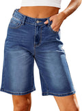High Waisted Bermuda Jean Shorts for Women - Trendy Denim Style