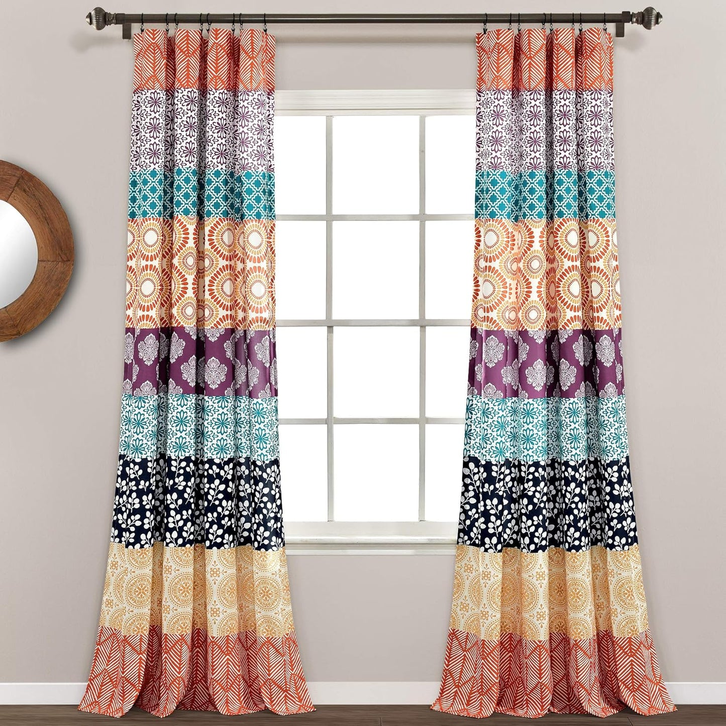 Bohemian Stripe Window Curtain Panels for Maximalist Decor
