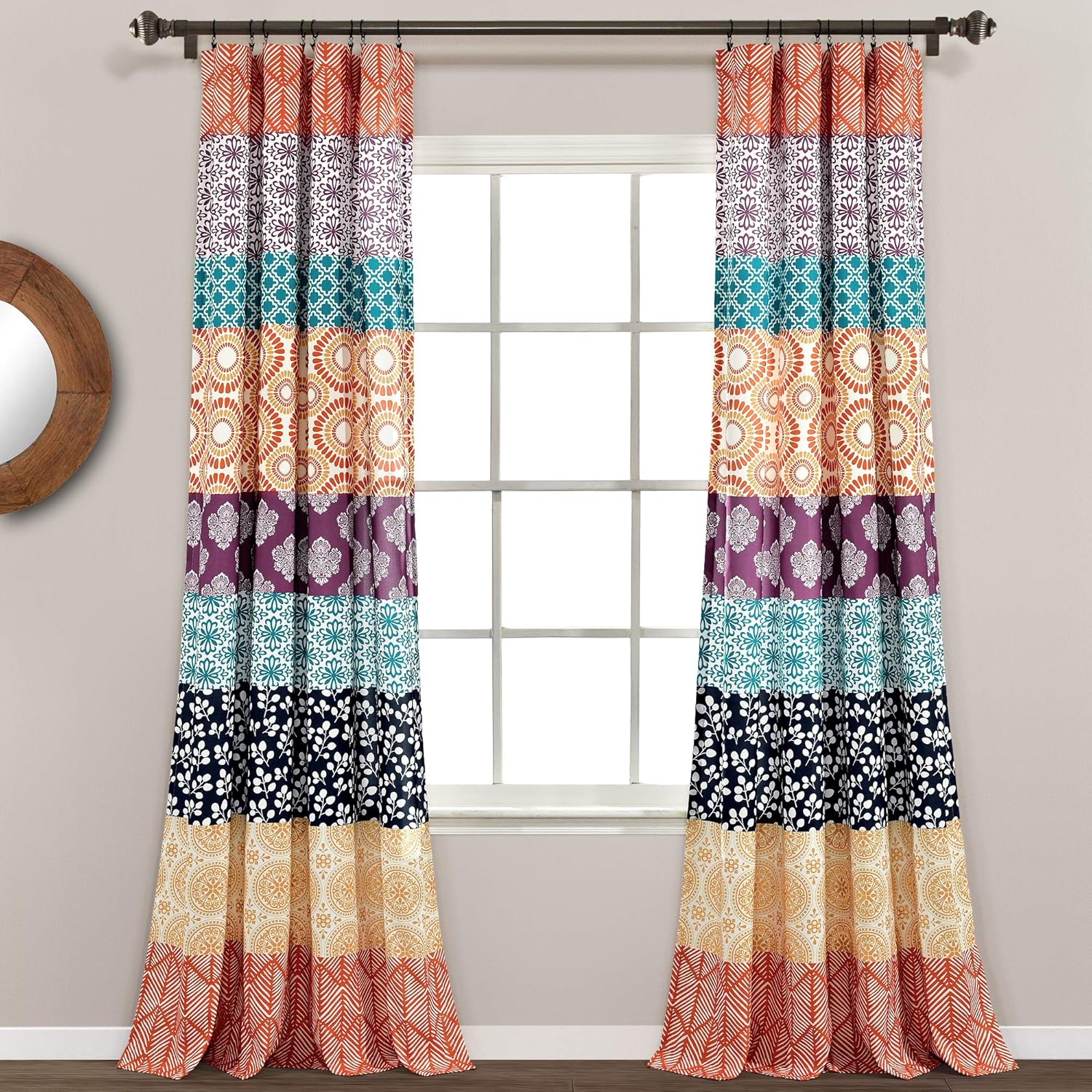 Bohemian Stripe Window Curtain Panels for Maximalist Decor