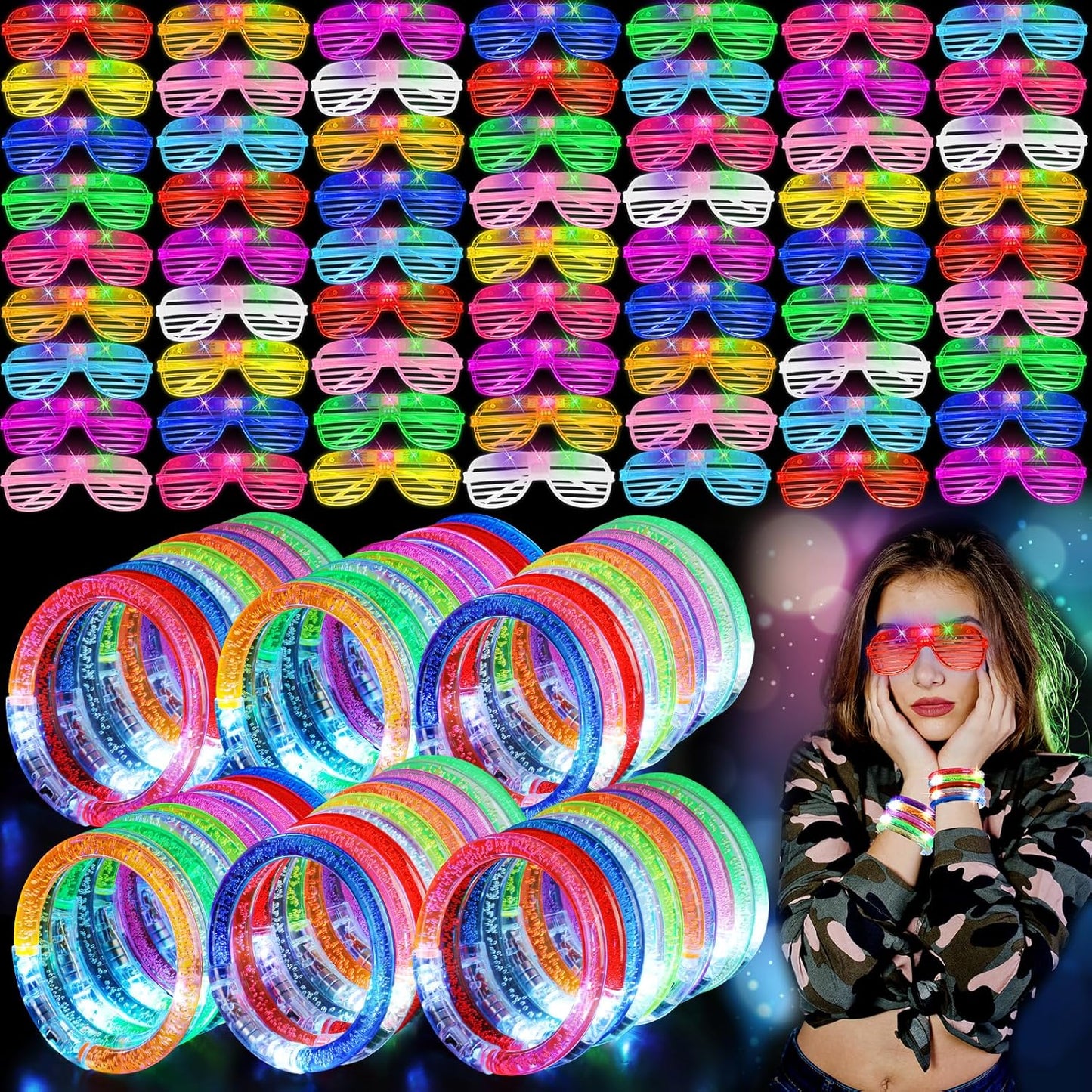 80 Pcs Glow in the Dark Party Supplies for Rave and Fun