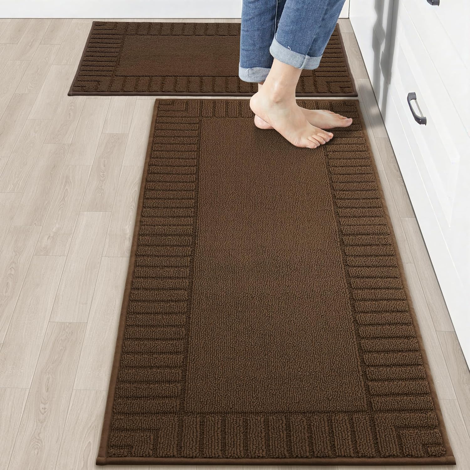 Non-Slip Kitchen Mats Set of 2 for Floor with TPR Backing