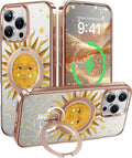 Casekoo Tarot Sun Glitter iPhone 16 Pro Max Case with 360 Spin Stand