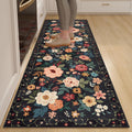 DUKINO Runner Rug 2.6x8 ft - Washable Low Pile Floral Runner