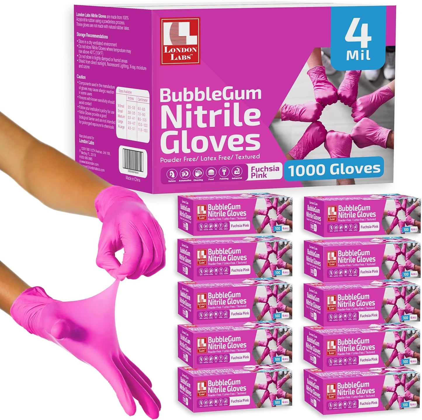 4 Mil Fuchsia Pink Nitrile Gloves for Stylish Protection