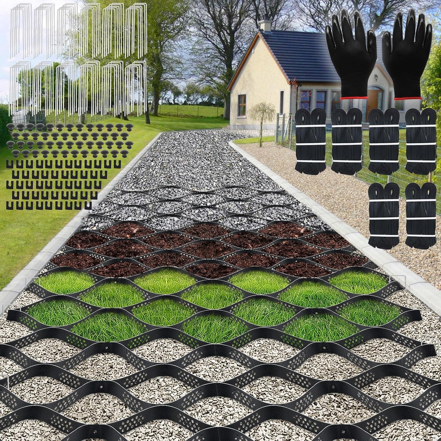 Gravel Grid 100 x 4 FT for Driveway and Pathway Stabilization