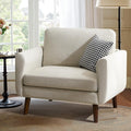 Comfy Wide Mid-Century Accent Chair in Flaxen
