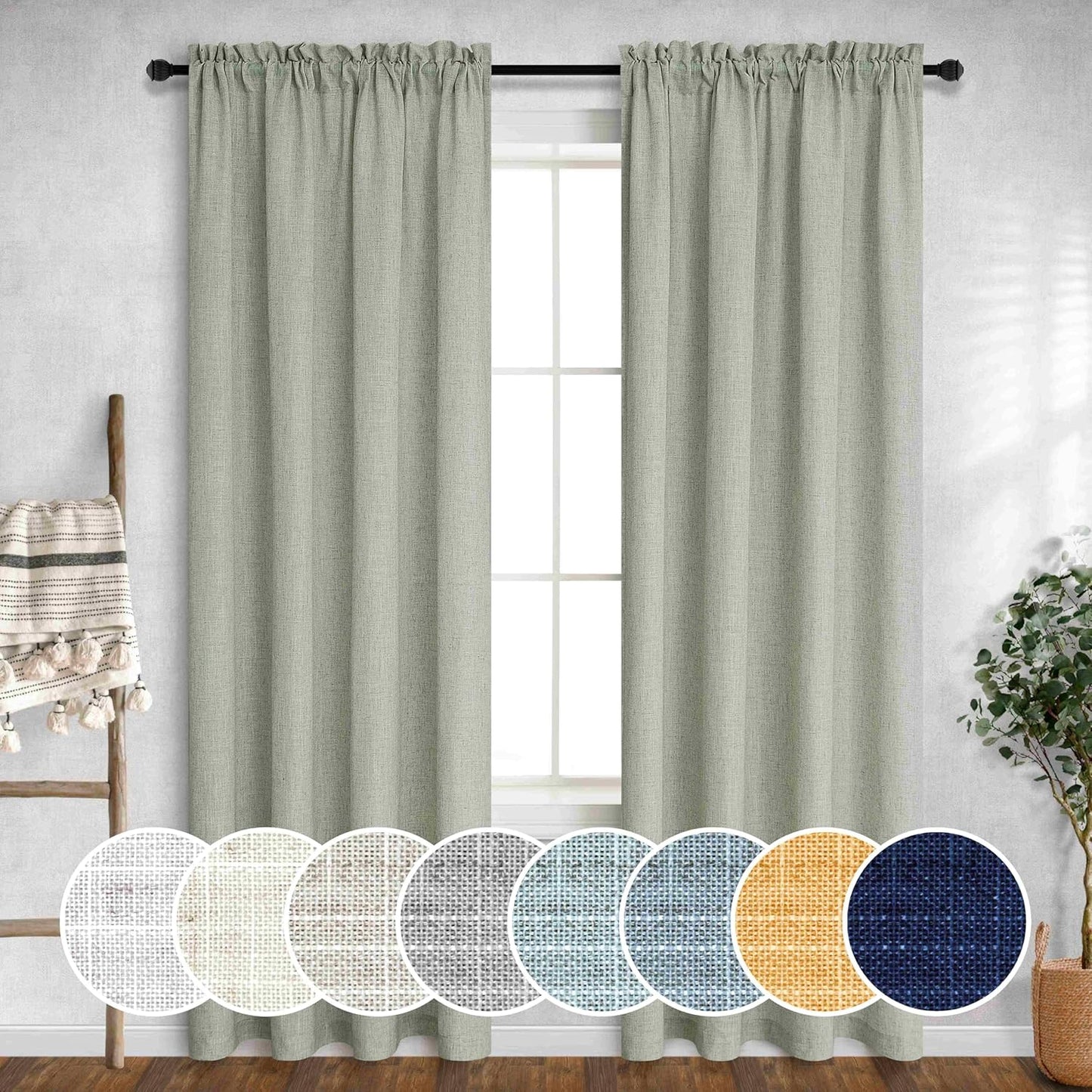 Boho Farmhouse Sage Green Curtains 90 - Mrs.Naturall