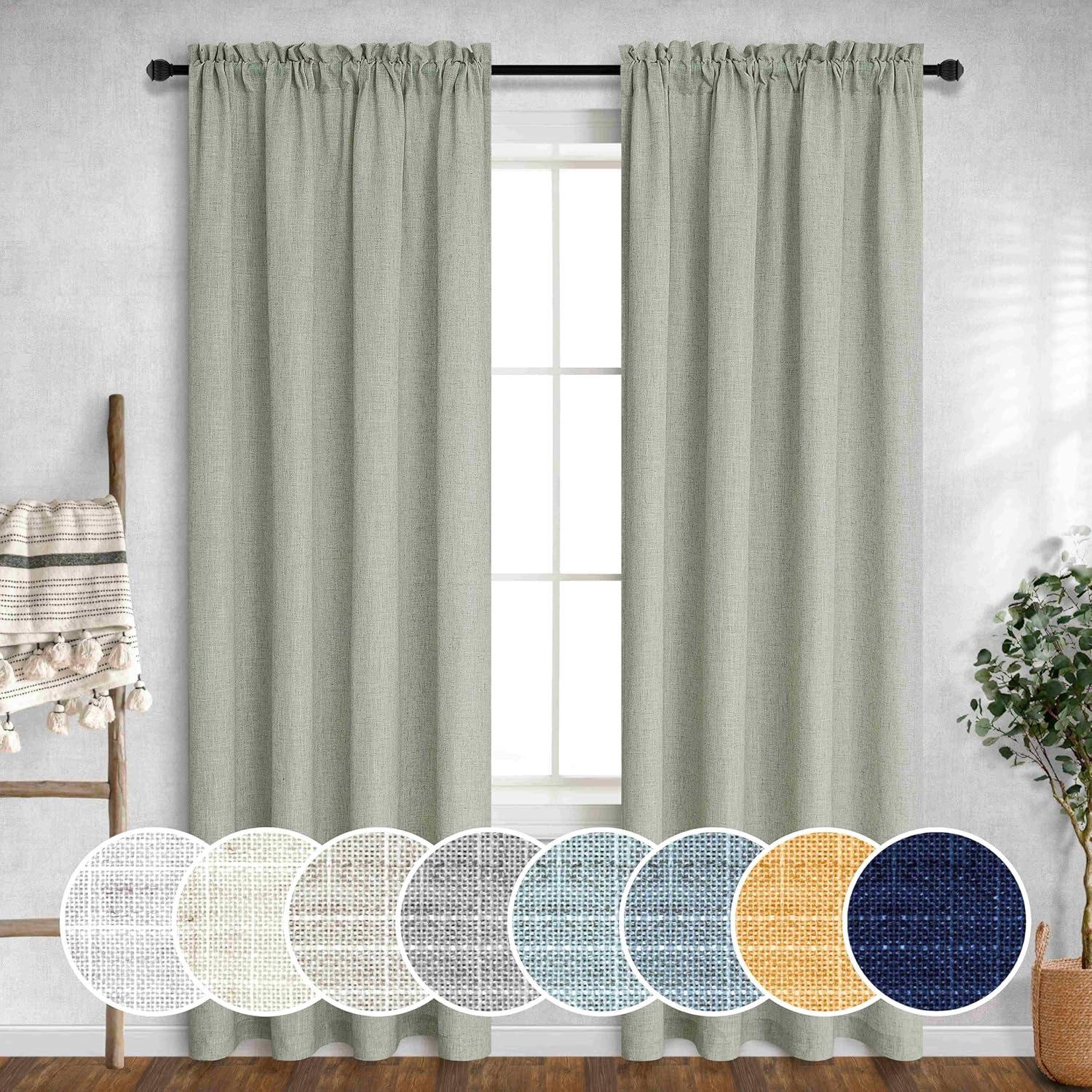 Boho Farmhouse Sage Green Curtains 90 - Mrs.Naturall