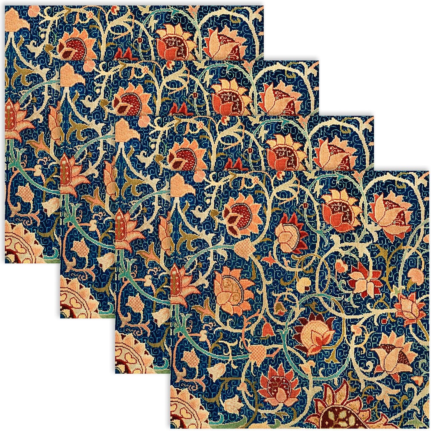Vintage Floral Blue Cocktail Napkins - 50 Pack