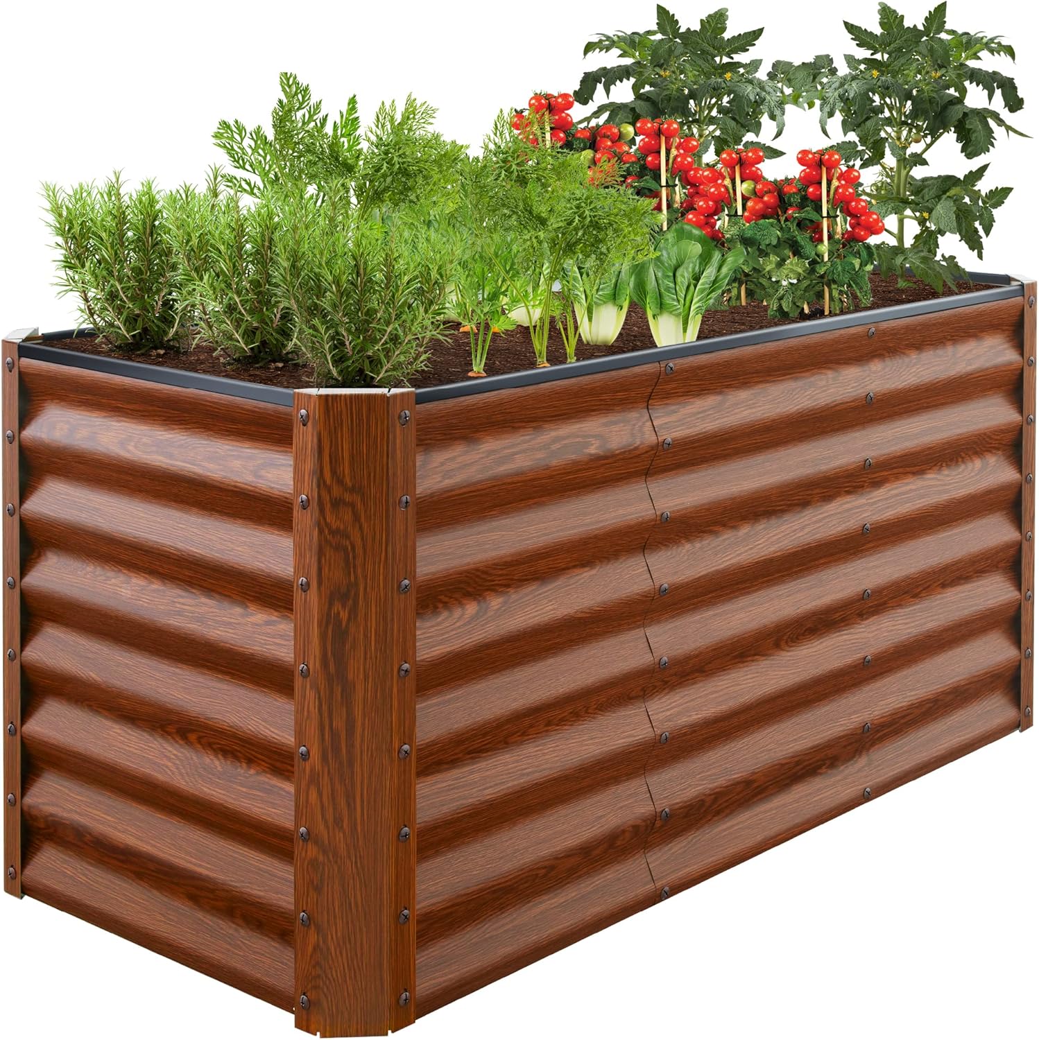Outdoor Metal Raised Garden Bed for Vegetables and Herbs