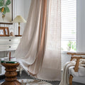 Boho Curtains 102 in for Bedroom Dining Room - Semi Blackout Linen