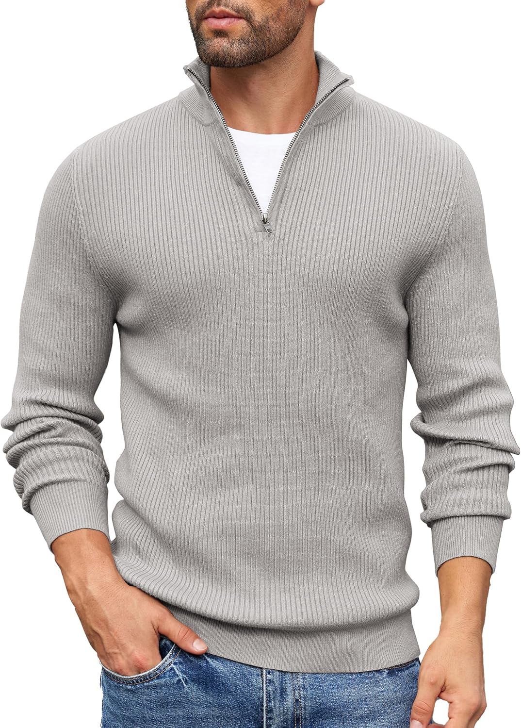 COOFANDY Men's Quarter Zip Sweaters for Stylish Comfort