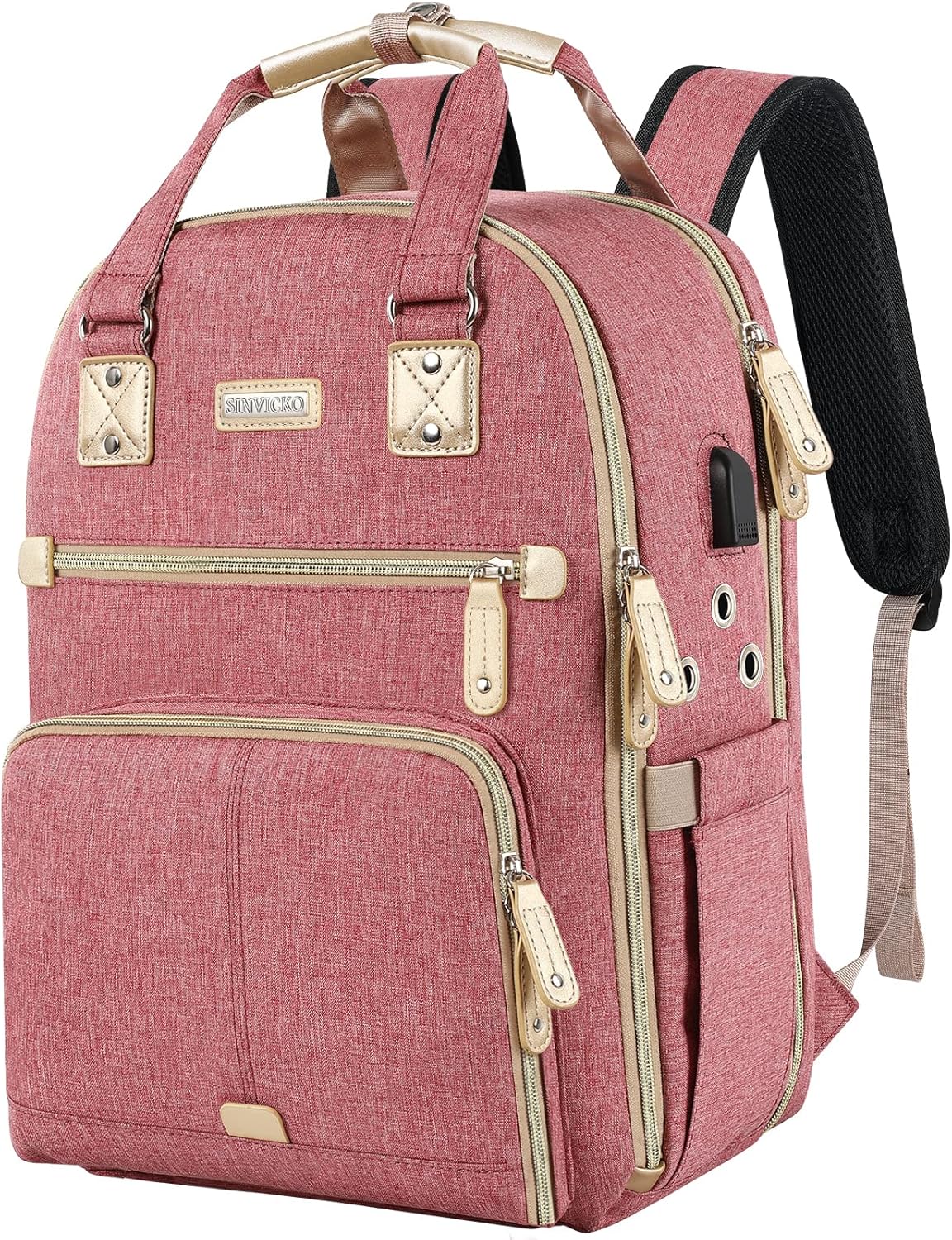 Large Yarn Storage Tote Bag with USB Charging Port for Knitting