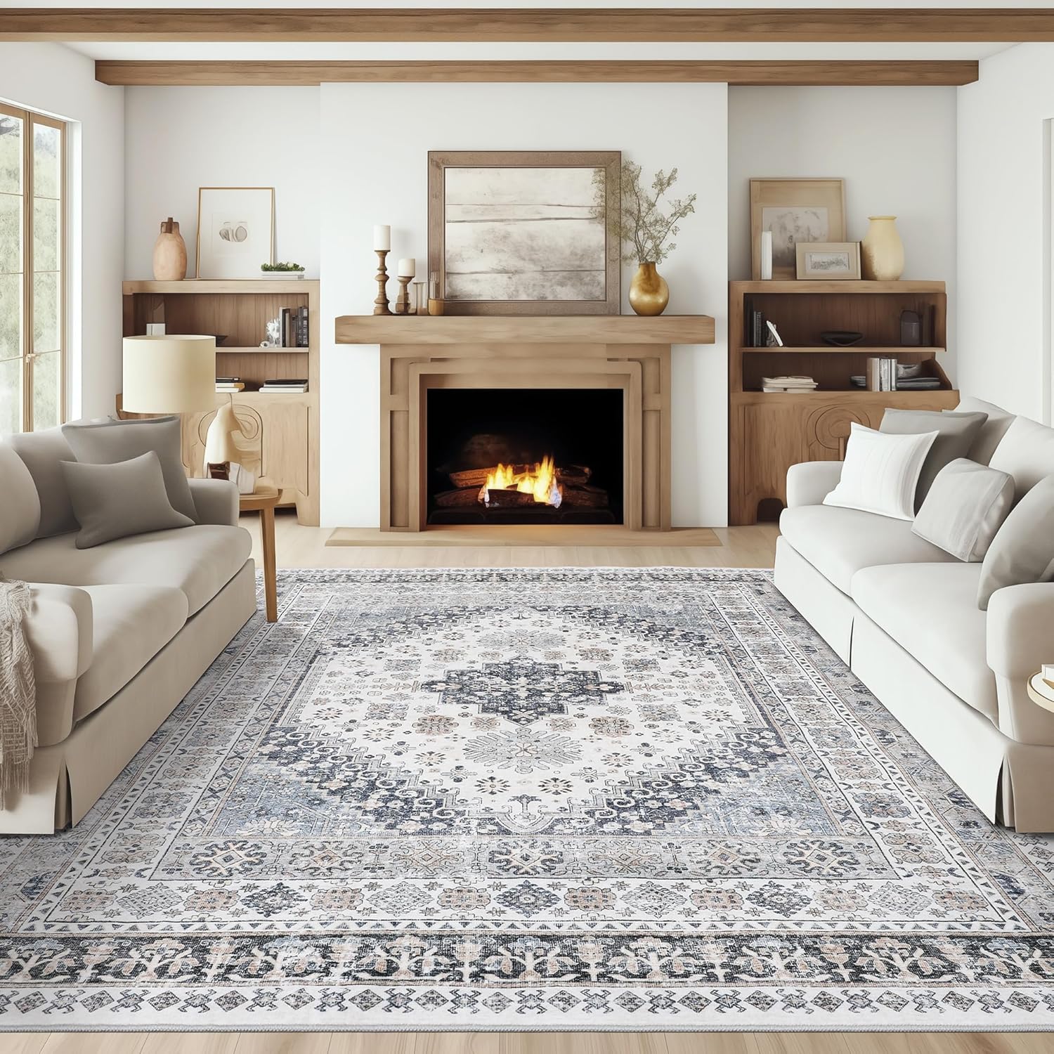 Washable Rug 8x10 Area Rugs for Living Room - Vintage Style