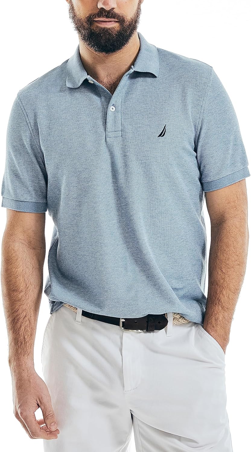 Nautica Men's Classic Short Sleeve Solid Performance Polo Shirt