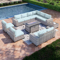 13-Piece Outdoor Patio Furniture Set with Fire Pit Table