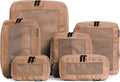 Compression Packing Cubes for Travel 6-Pack Mocha - Double Zipper