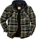 Men's Hooded Shirt Jacket Plaid Flannel Berber Lined