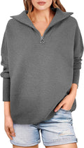 Women Quarter Zip Oversized Rib Knit Pullover Sweater - Cozy Fit