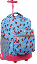 J World New York Sunrise Kids Rolling Backpack for School Use
