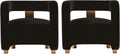 Set of 2 Black Velvet Accent Chairs with Floating Open Back