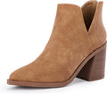 Womens Pointed Toe Stacked Mid Heel Ankle Boots - Chic Everyday Bootie