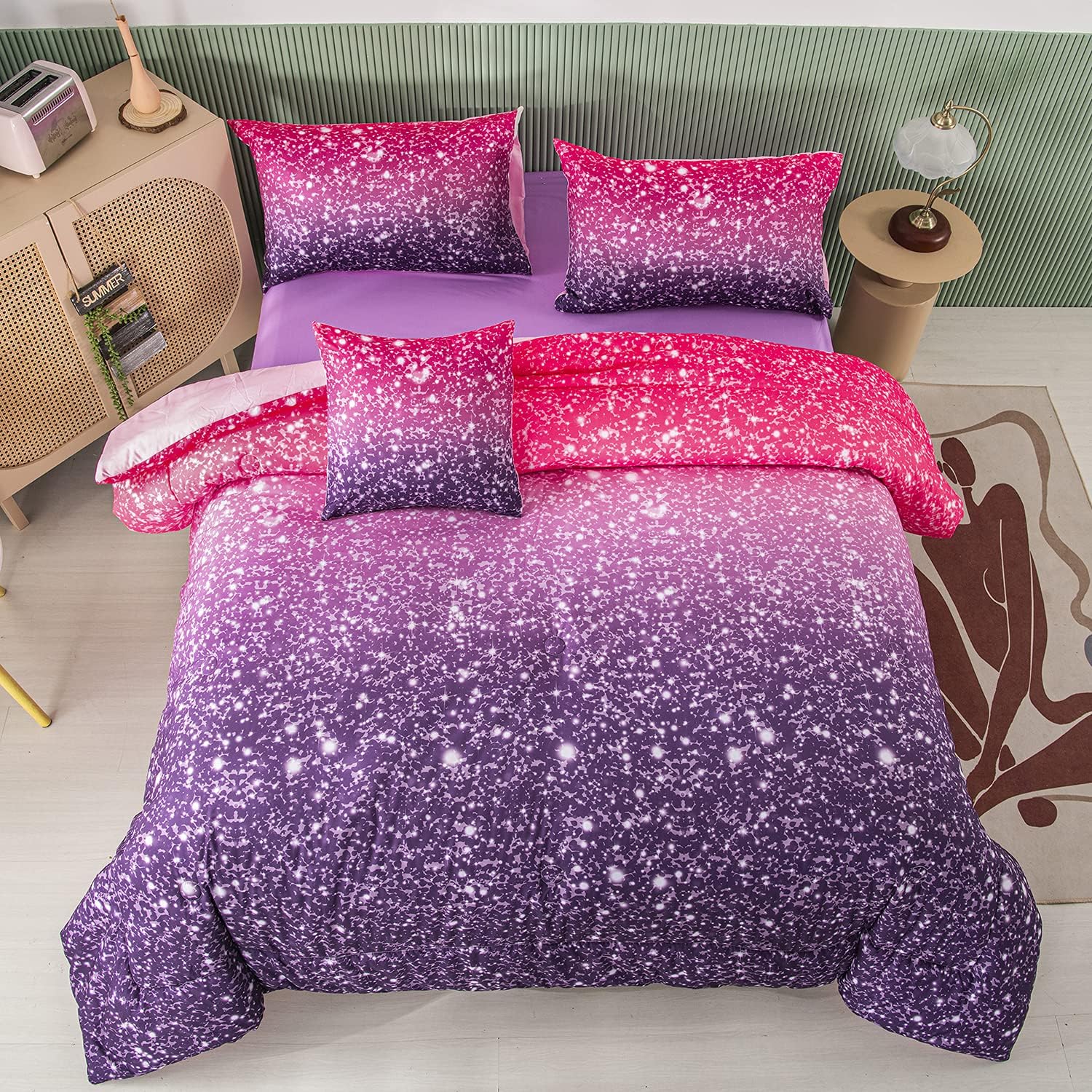 Ultra Soft Purple Glitter Twin Comforter Set