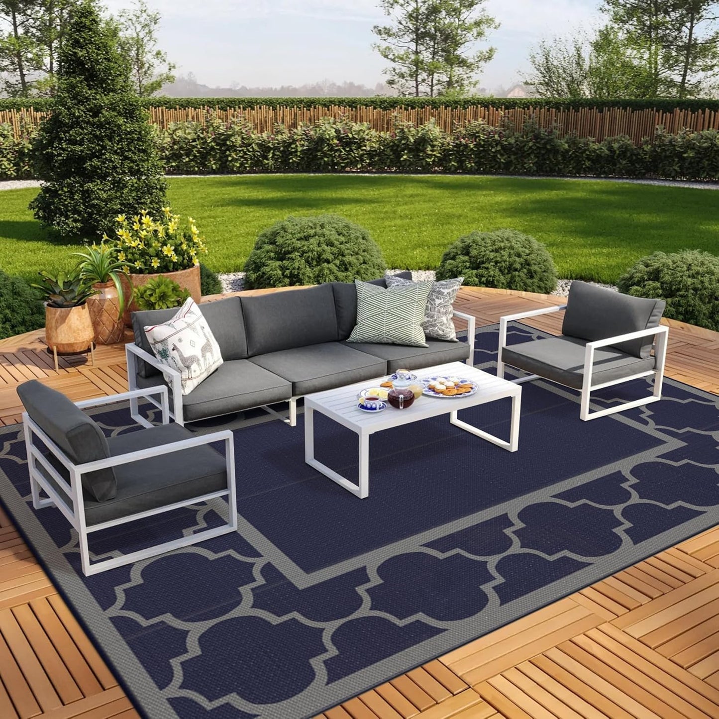 GENIMO 9ft x 18ft Outdoor Rug Waterproof for Stylish Patio Decor