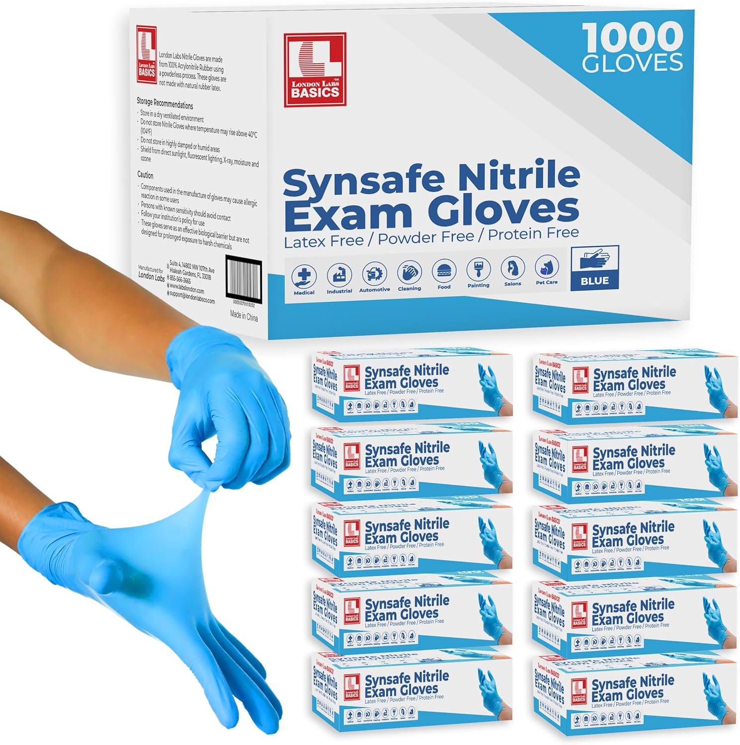 Synsafe 4 Mil Blue Nitrile Exam Gloves - Extra Strong Protection