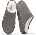 Mens Shearling Leather Slippers - Memory Foam House Shoes