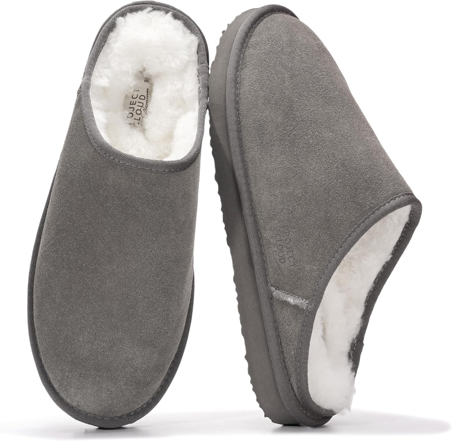 Project Cloud Mens Slippers with Genuine Leather and Shearling