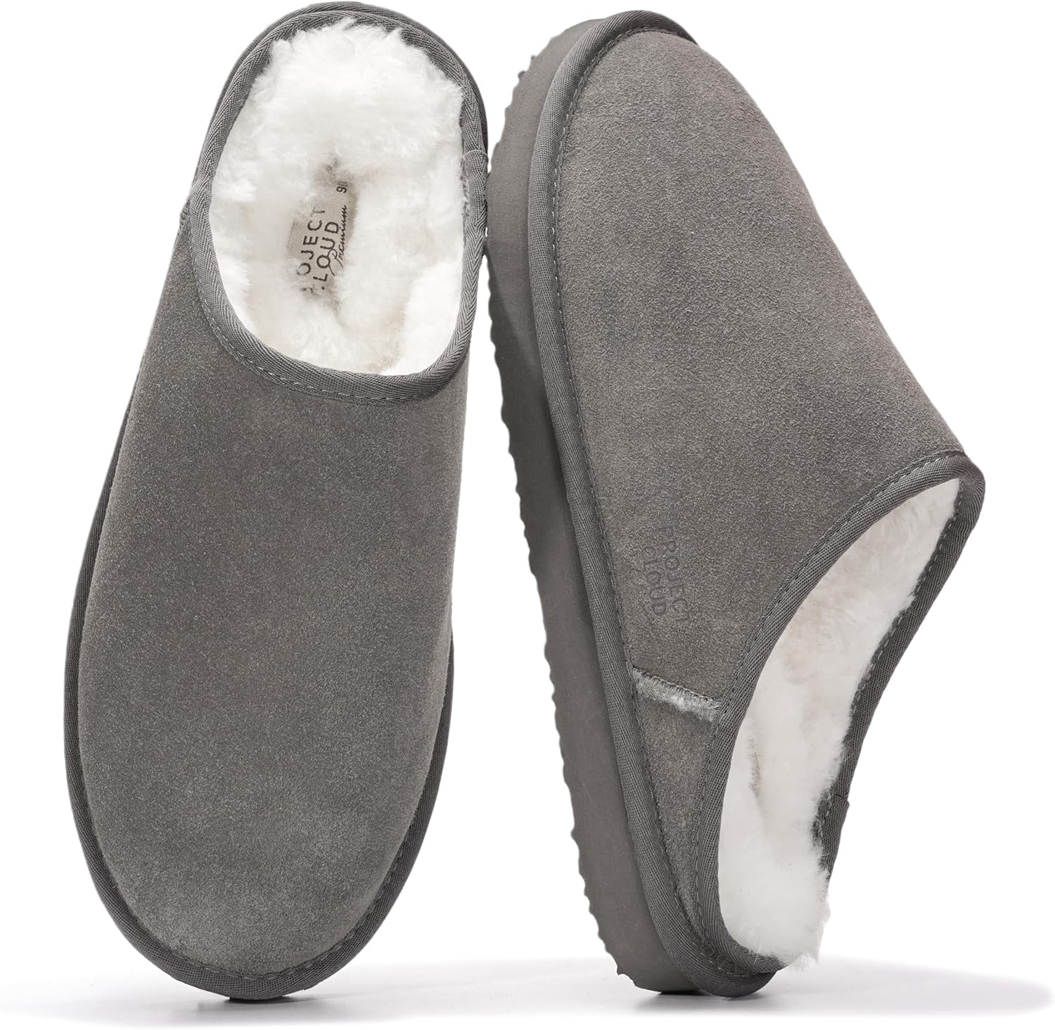 Project Cloud Mens Slippers with Genuine Leather and Shearling