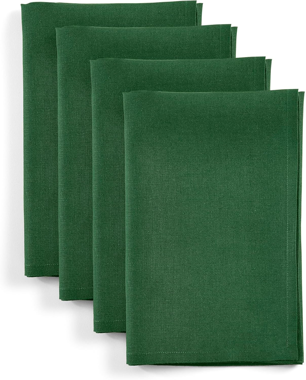 Pure Linen Pine Green Dinner Napkins Set of 4 for Holidays