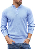 Men's Quarter Button Mock Neck Sweater - Lightweight Casual Knit soft