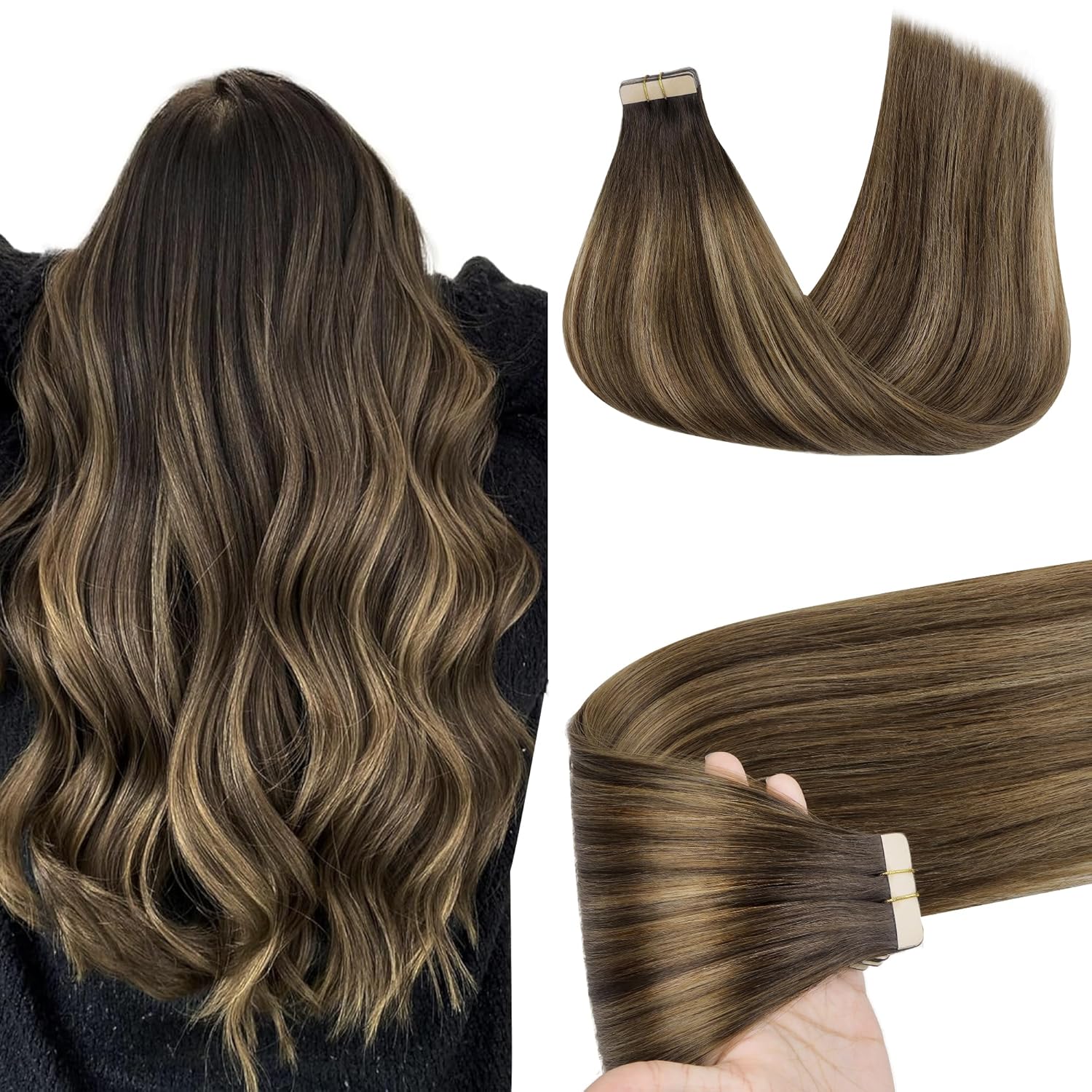 GOO GOO Tape in Hair Extensions for Stunning Brunette Balayage