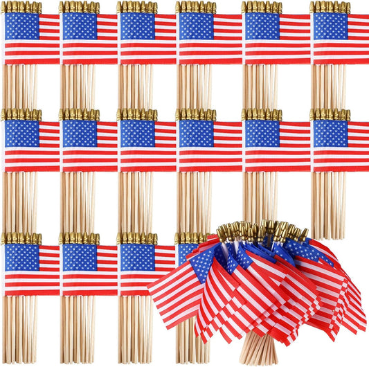 500 Pcs Mini American Flags on Stick for 4th of July Fun