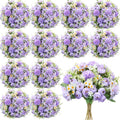Tigeen 12 Bundles Peonies Artificial Flowers Bouquet - Light Purple