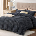 Bedsure Fluffy Duvet Cover Set Twin - Ultra Soft Striped Plush Comfort