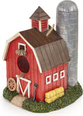 Hand-Painted Bird Houses for Outdoors - Unique Red Barn Design