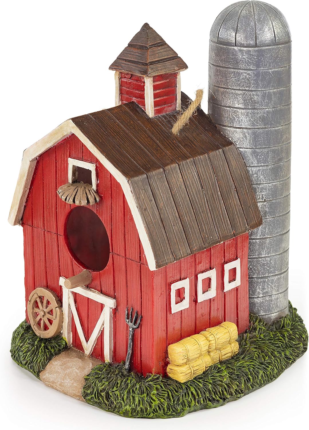 Hand-Painted Bird Houses for Outdoors - Unique Red Barn Design