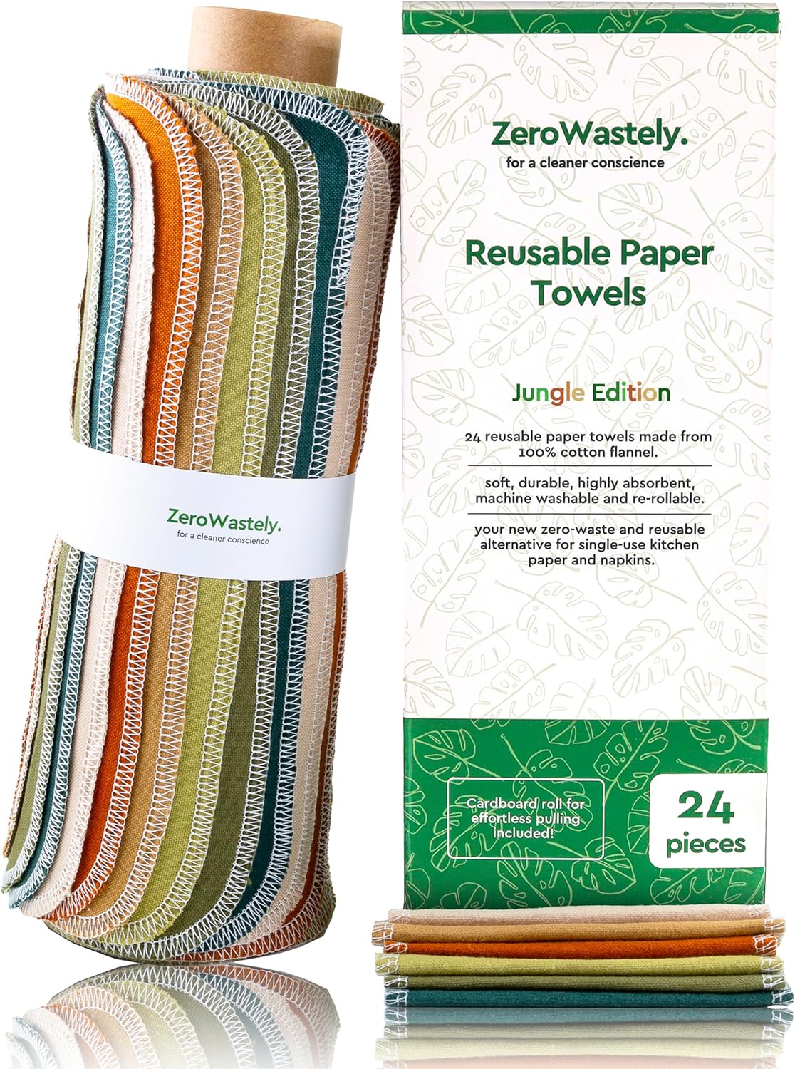 Reusable Paper Towels - Value Pack of 24 Super Soft Cotton Towels