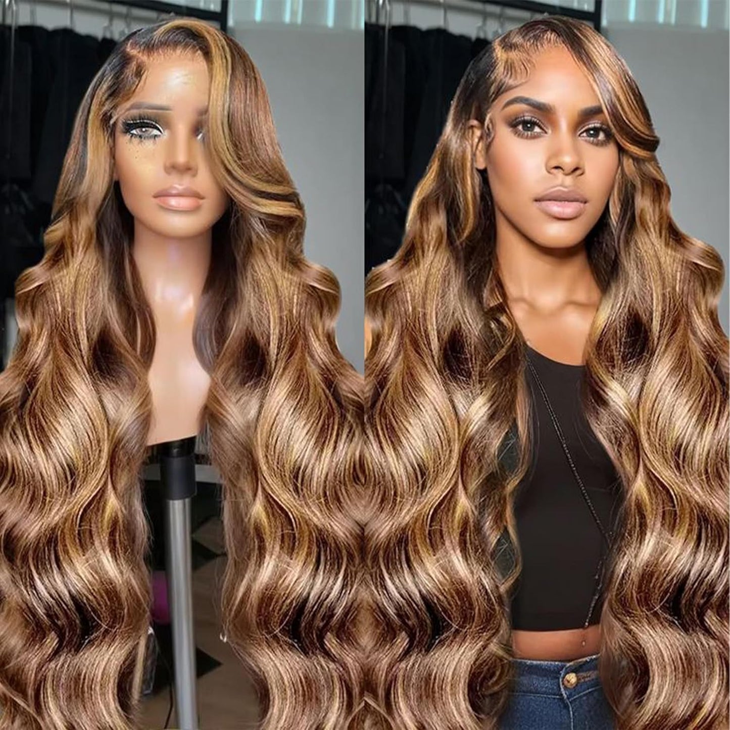 Honey Blonde Ombre Lace Front Wig by SFTNMEH - 32Inch