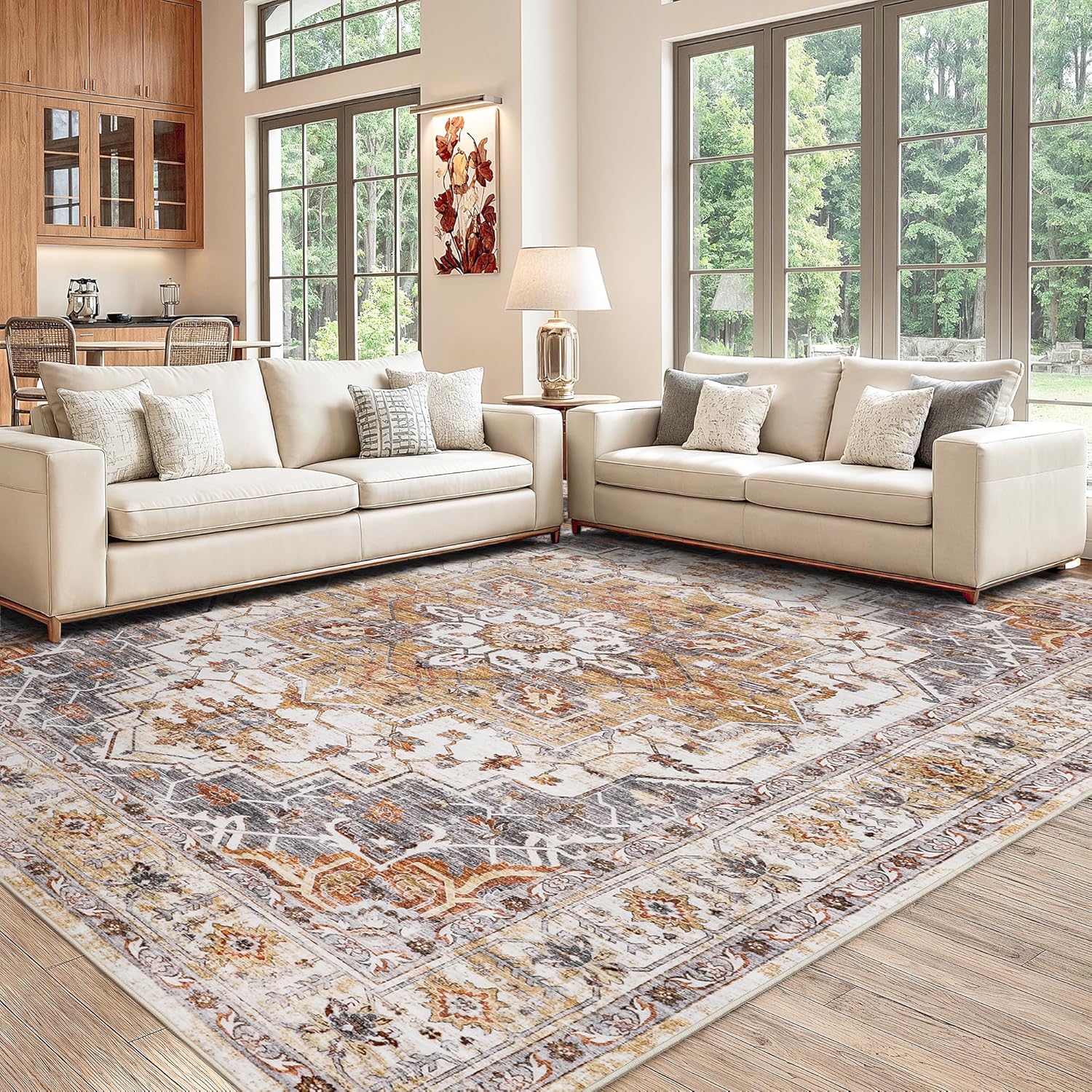 Washable Area Rug 8x10 for Living Room, Soft Stain Resistant
